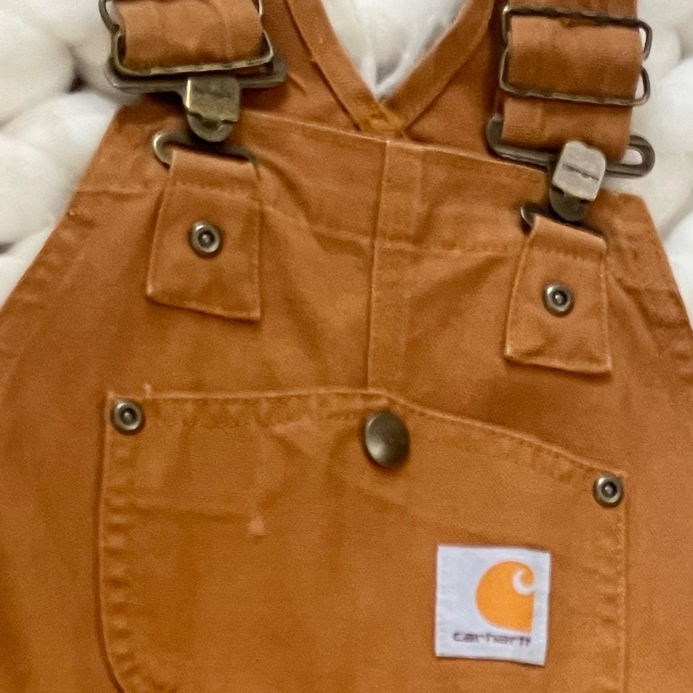 Carhartt Kids Tan/Brown Duck Bib Lined Overalls - Picture 6 of 6